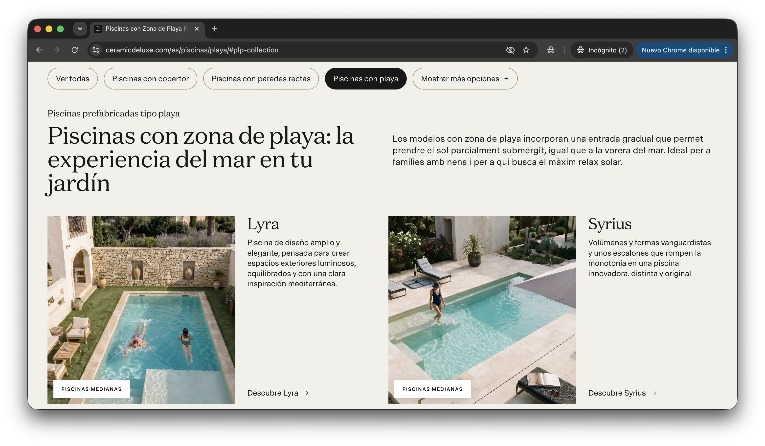 Ceramic de Luxe beach-entry pool selection