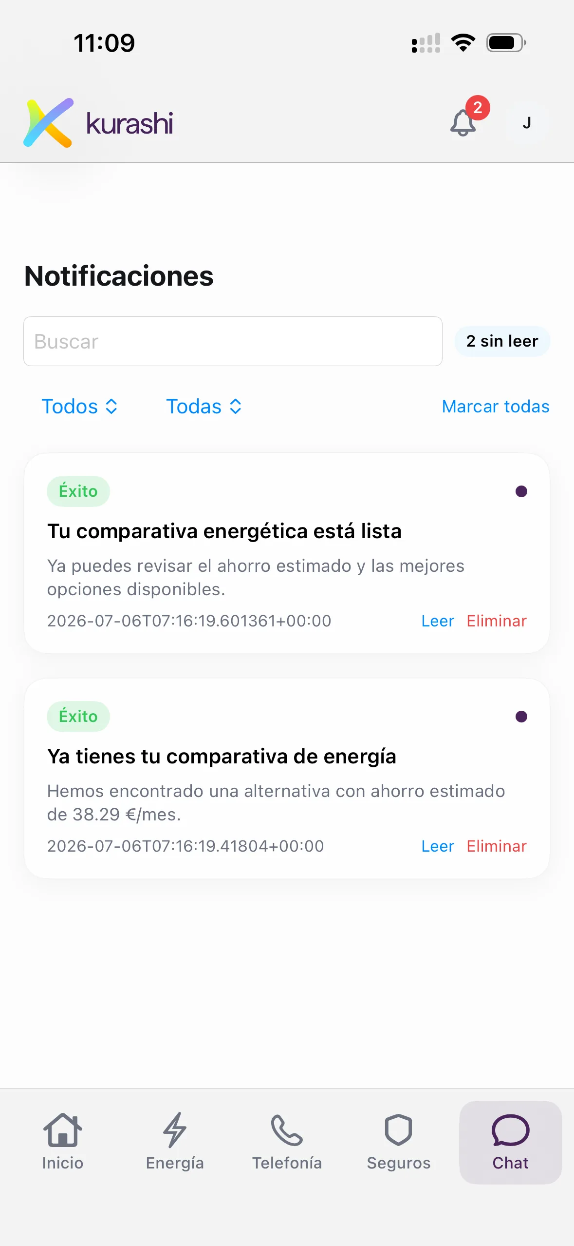 Kurashi notifications and alerts