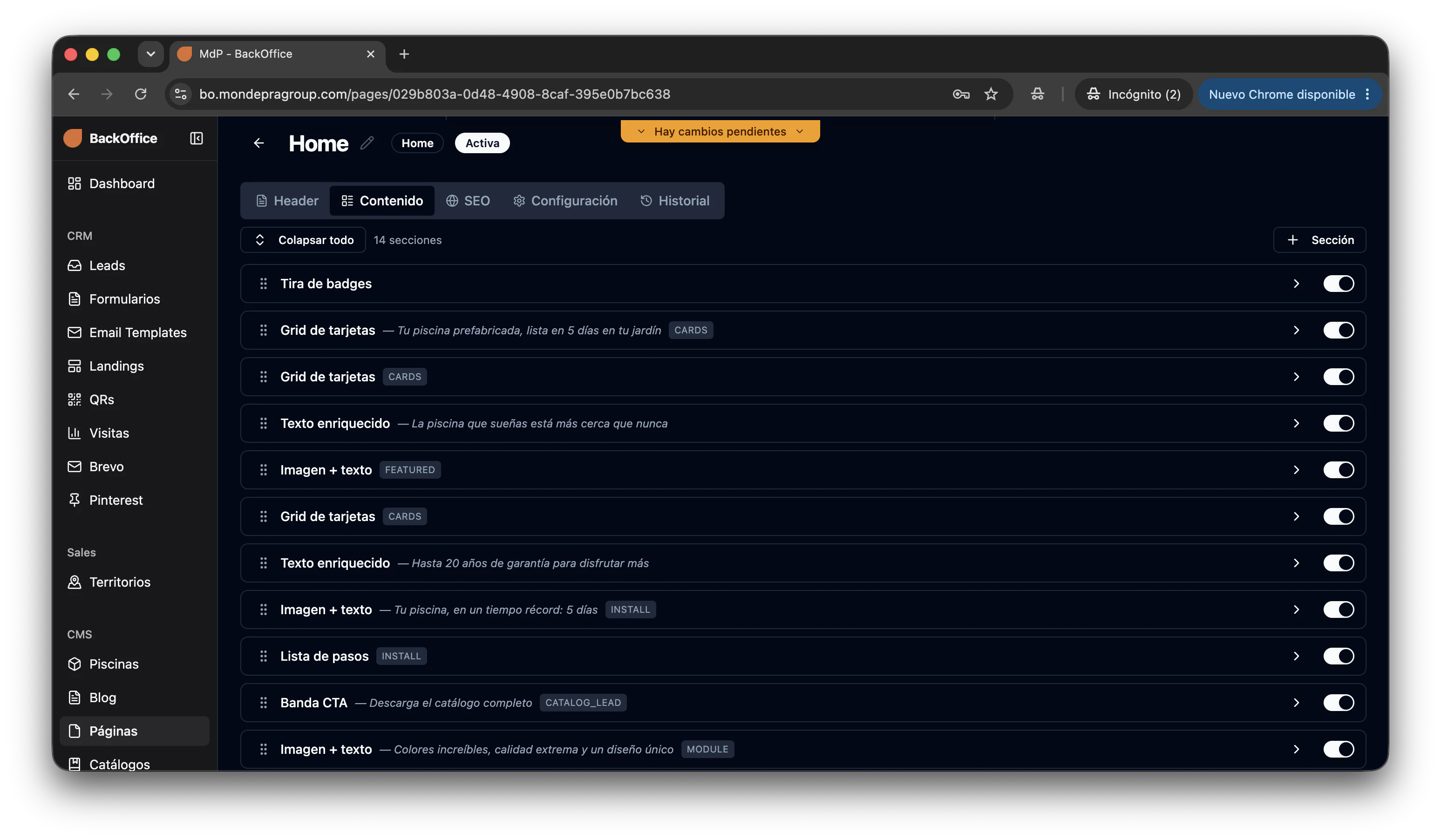 Content editor in the Món de Pra back office