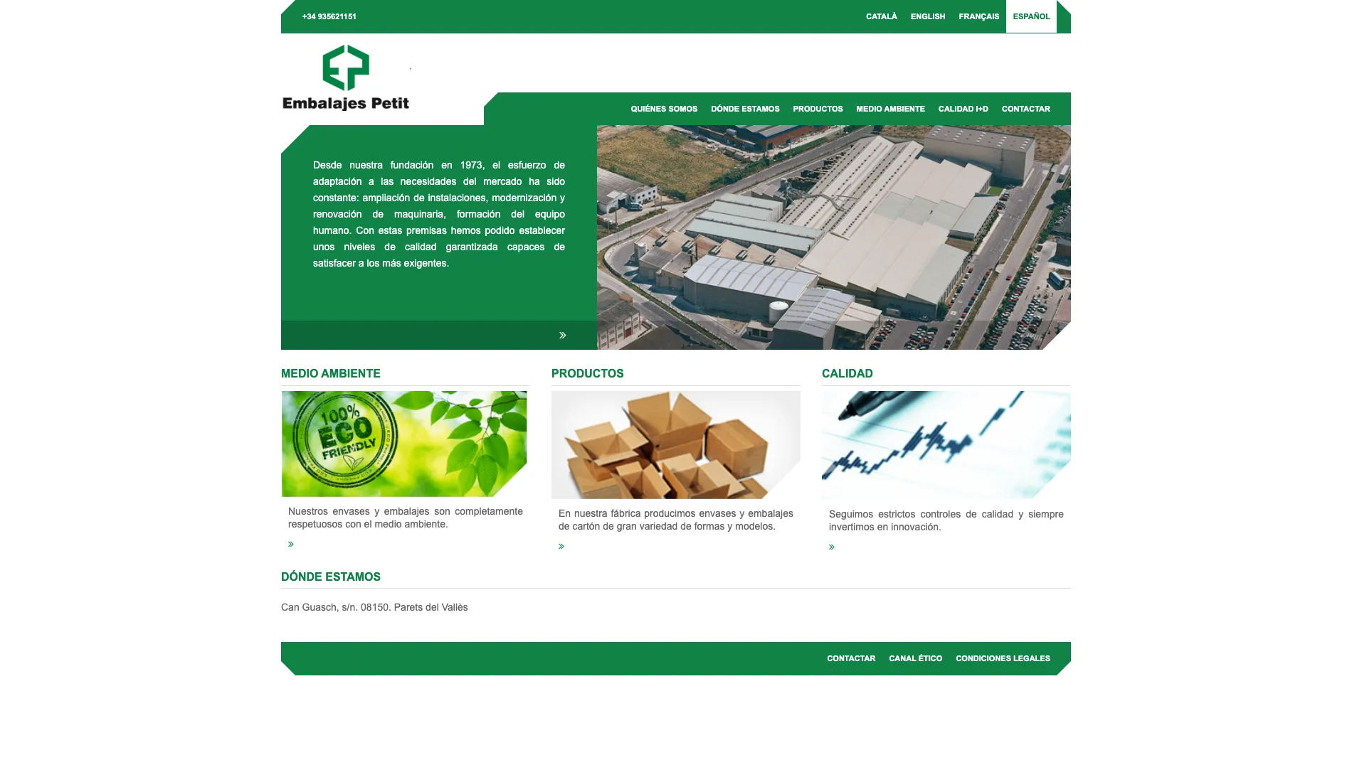 Embalajes Petit website within the Grupo Petit ecosystem