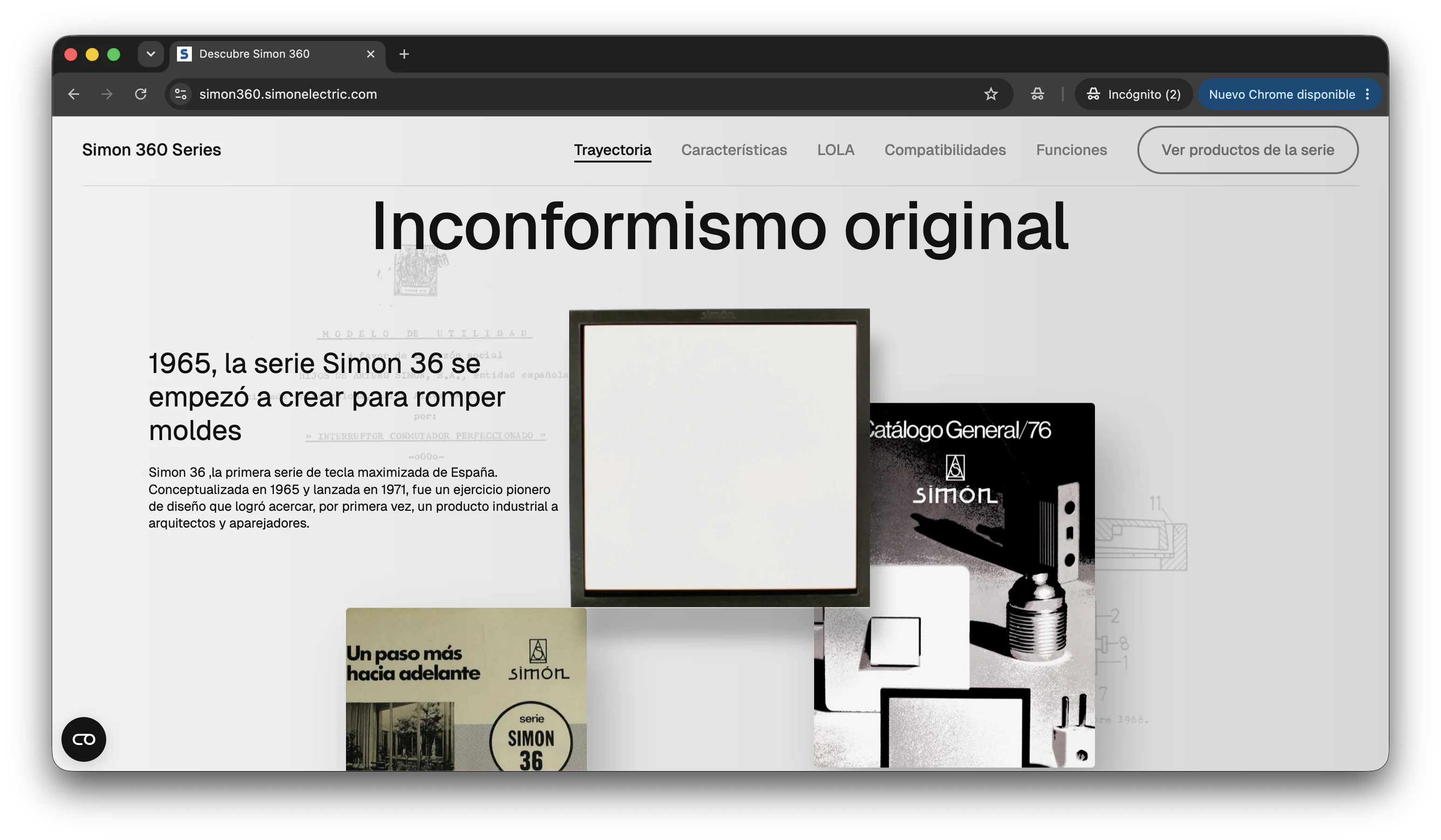 Historical journey in the Simon 360 web experience